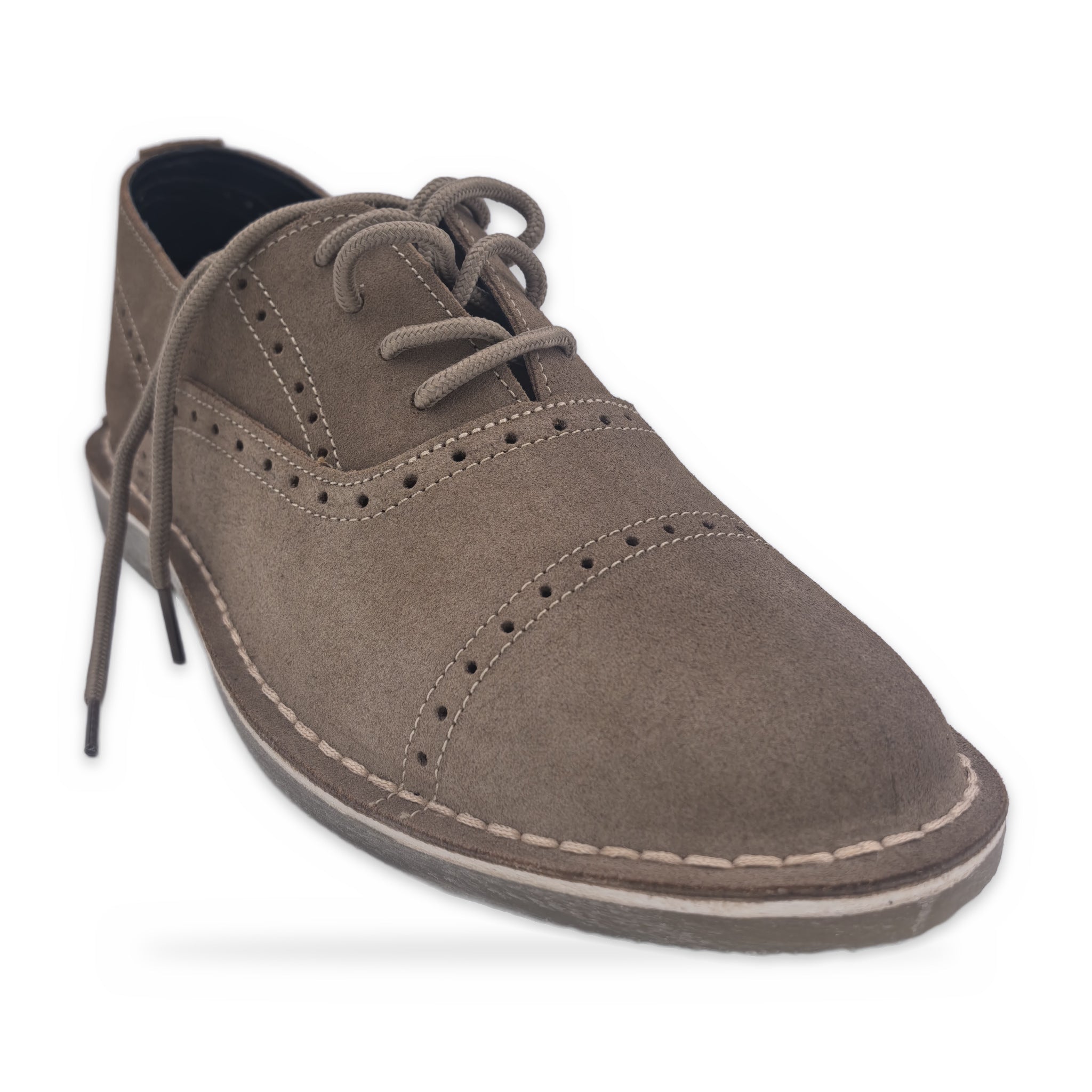 Two-Tone Saddle Lace-Ups – Beige Suede