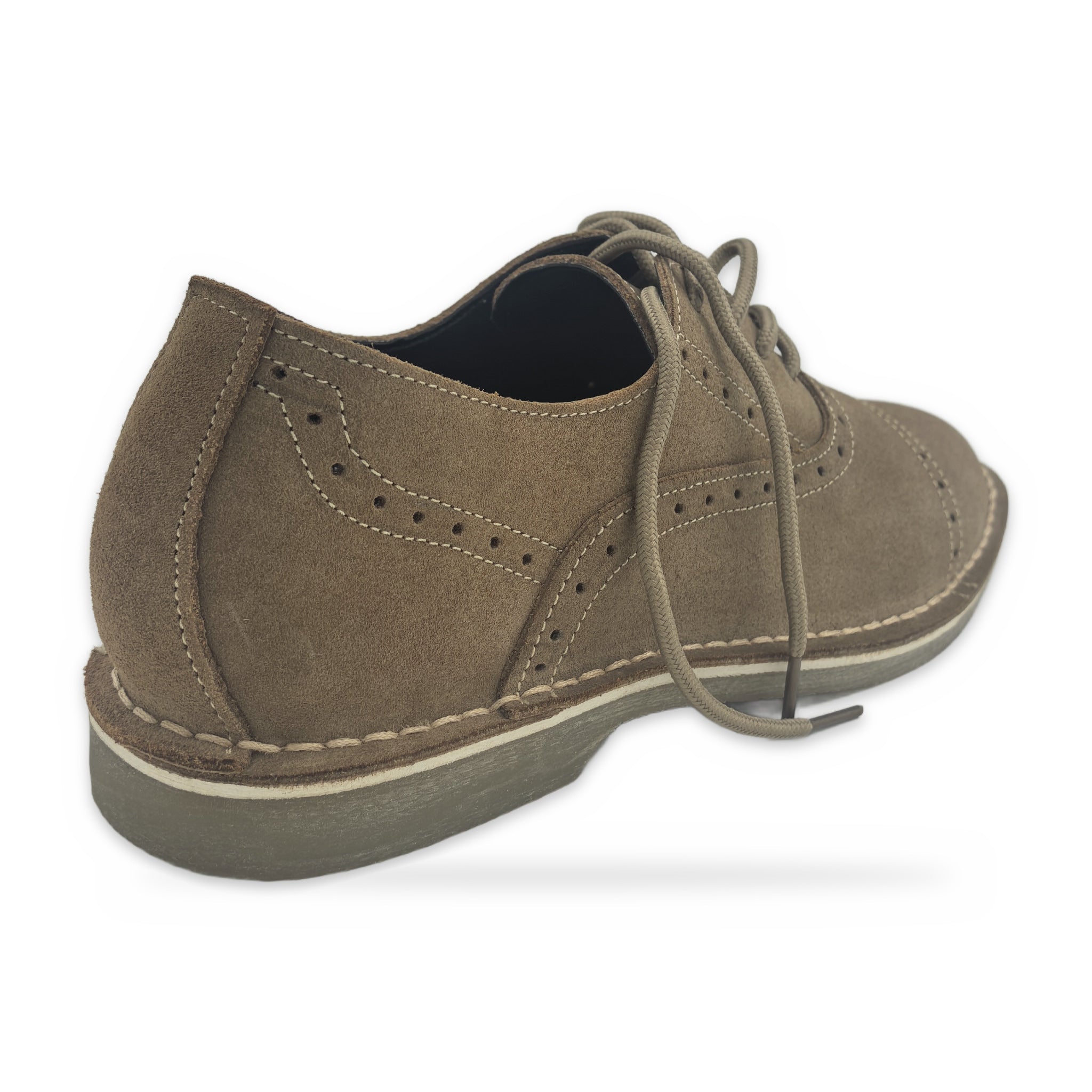 Two-Tone Saddle Lace-Ups – Beige Suede