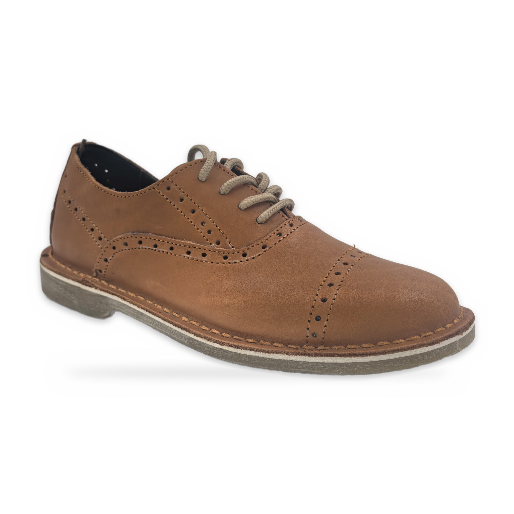 Two-Tone Saddle Lace-Ups – Tan