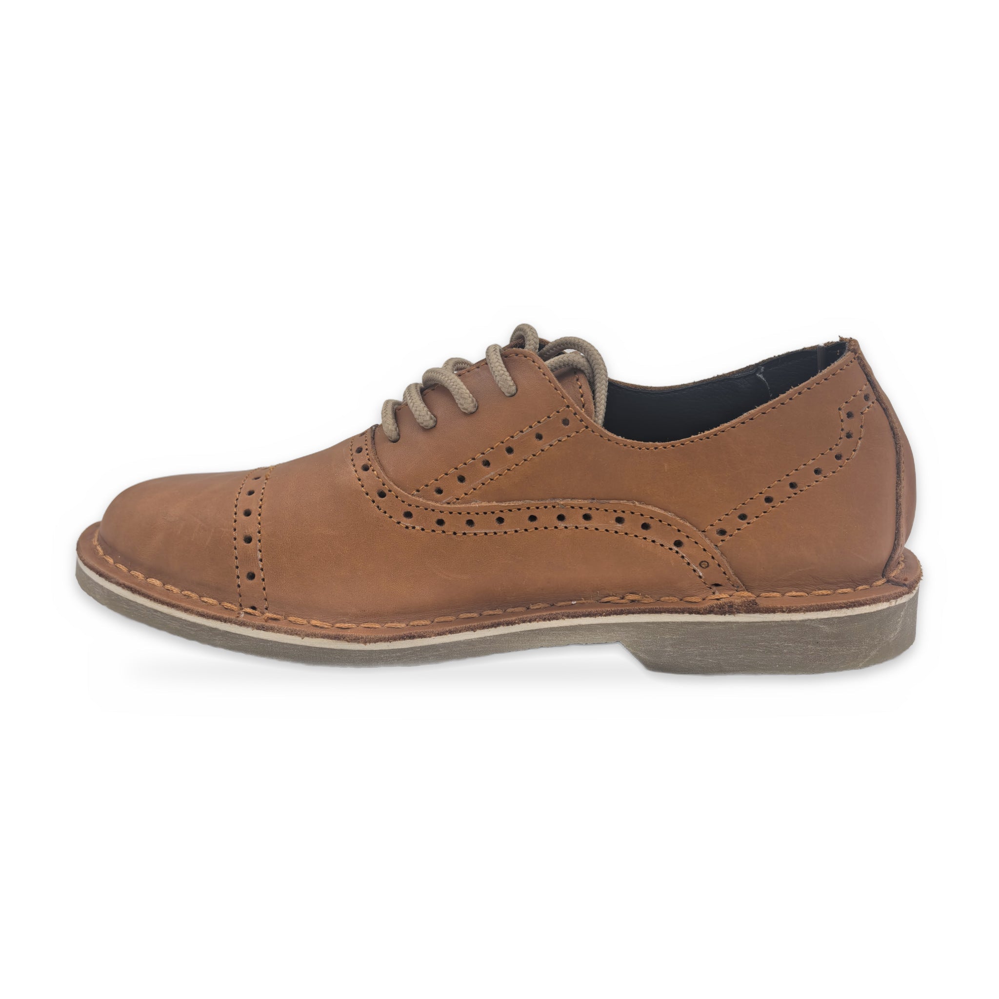 Two-Tone Saddle Lace-Ups – Tan