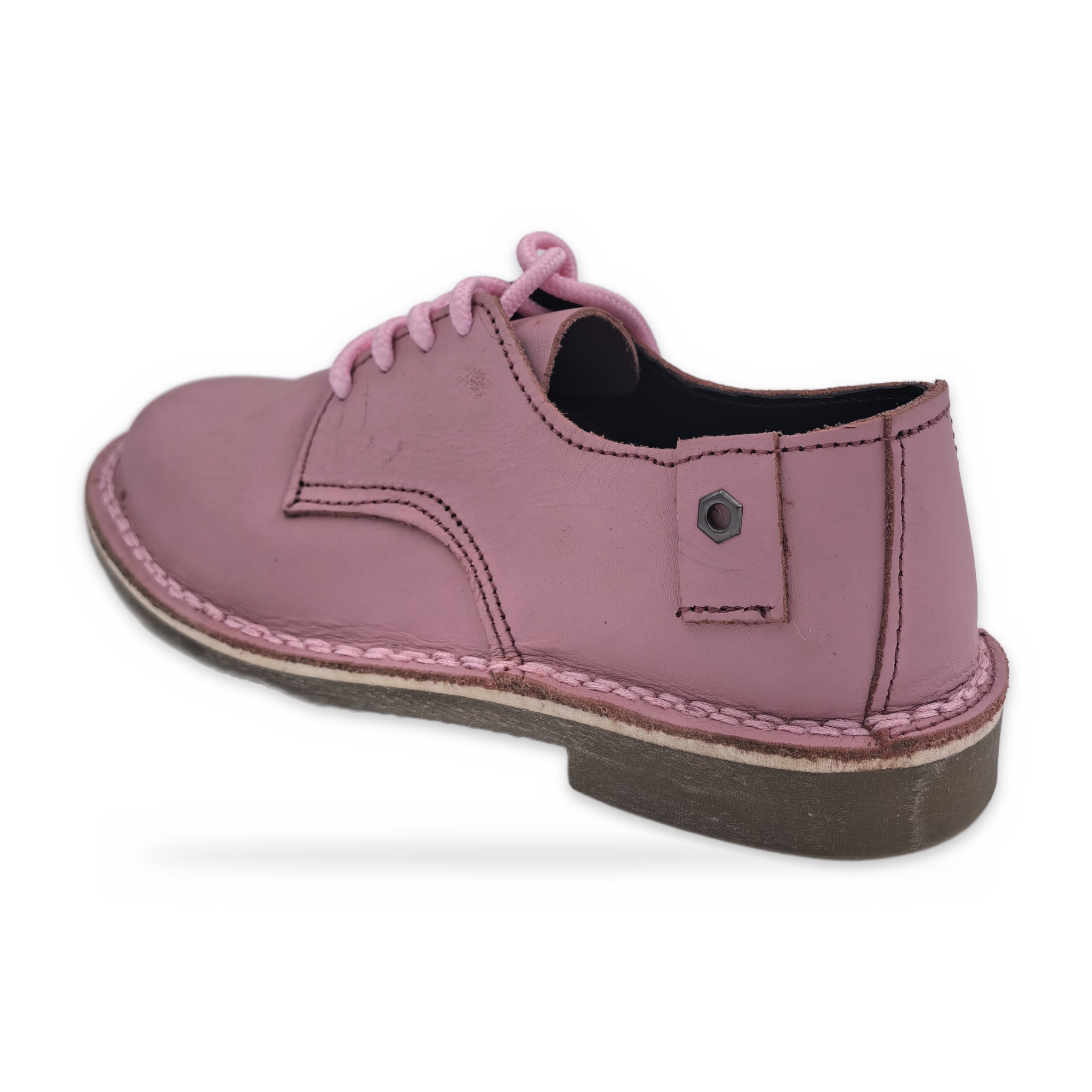 Button Tab Derby Vellies – Pink