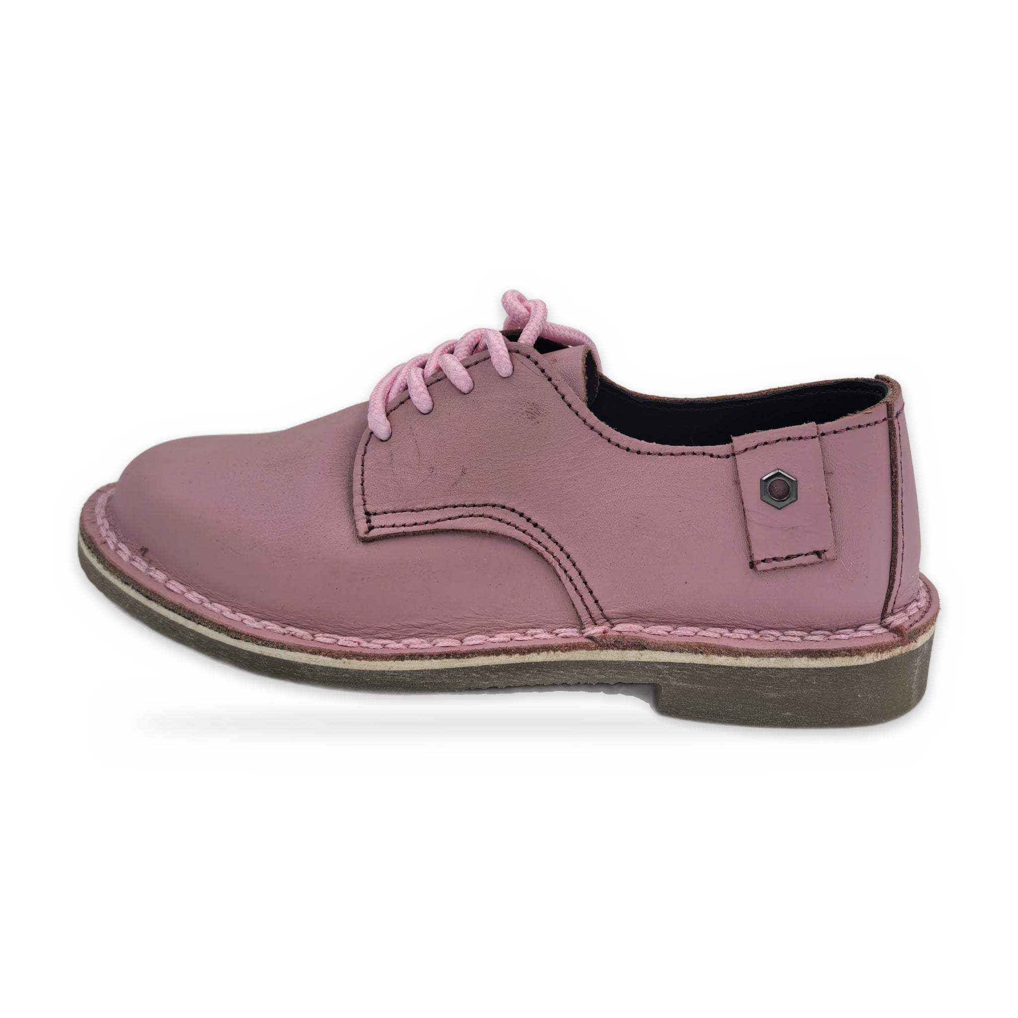 Button Tab Derby Vellies – Pink