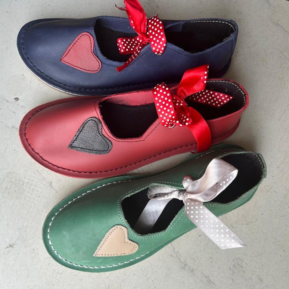 Heart Charm Vellies - Red