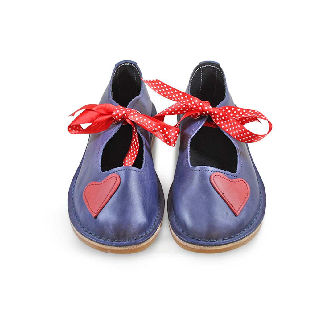 Heart Charm Vellies - Blue