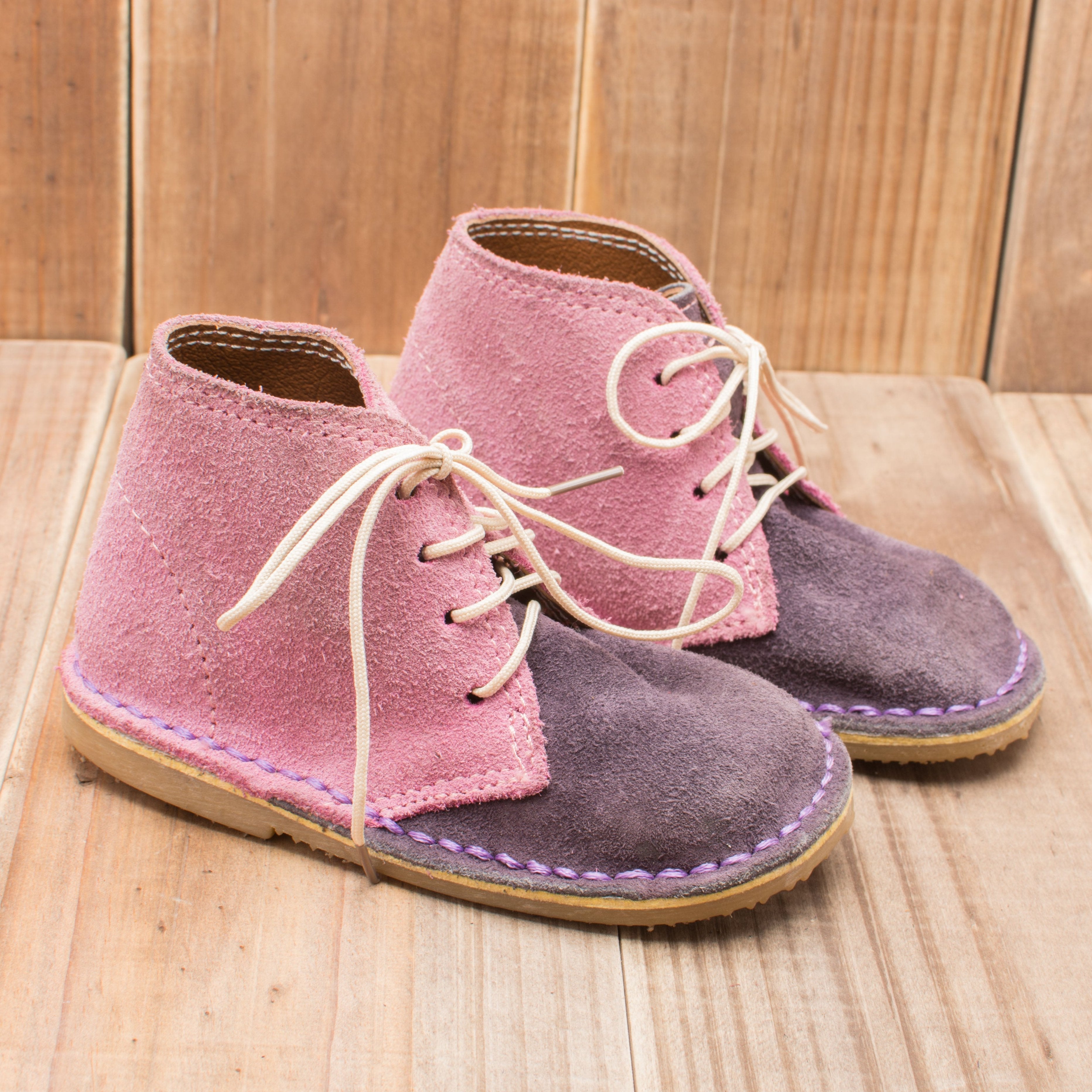 Kids Urban Vellies - Pink and Purple Suede