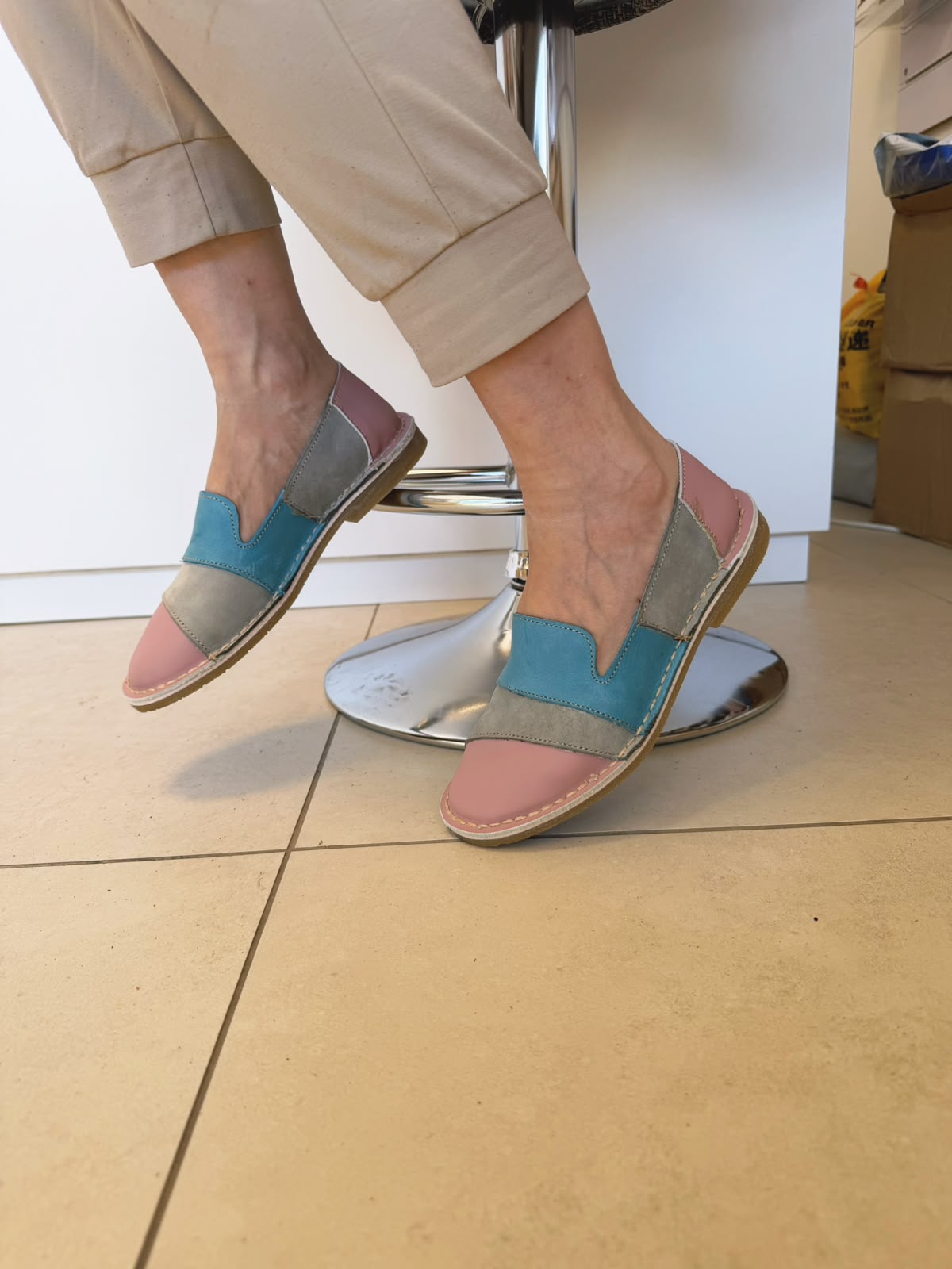 Multi Colour Slip-On – Pink, Grey & Blue