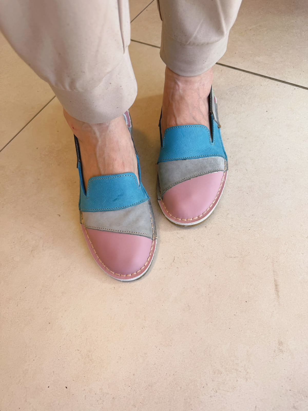 Multi Colour Slip-On – Pink, Grey & Blue