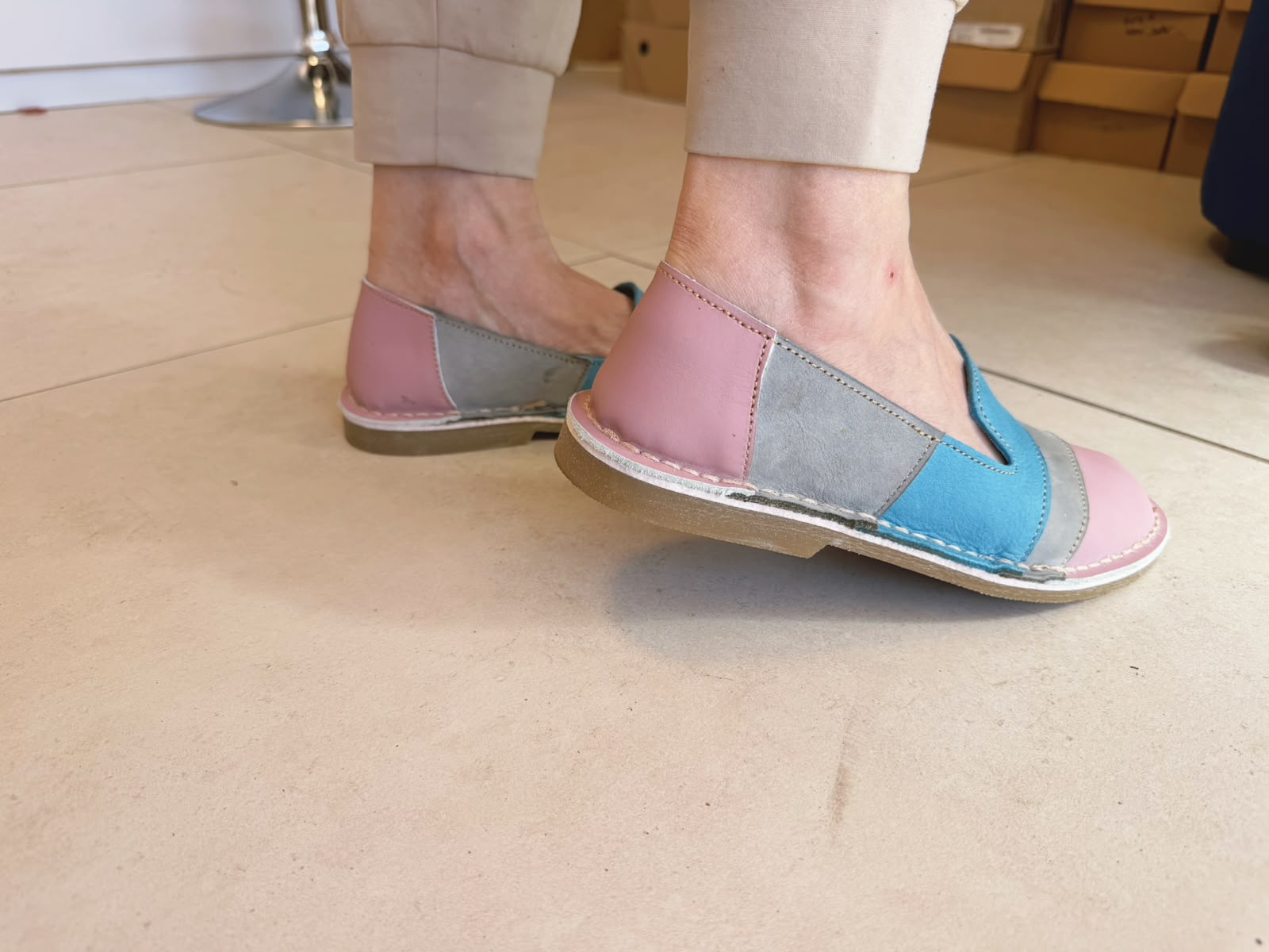 Multi Colour Slip-On – Pink, Grey & Blue