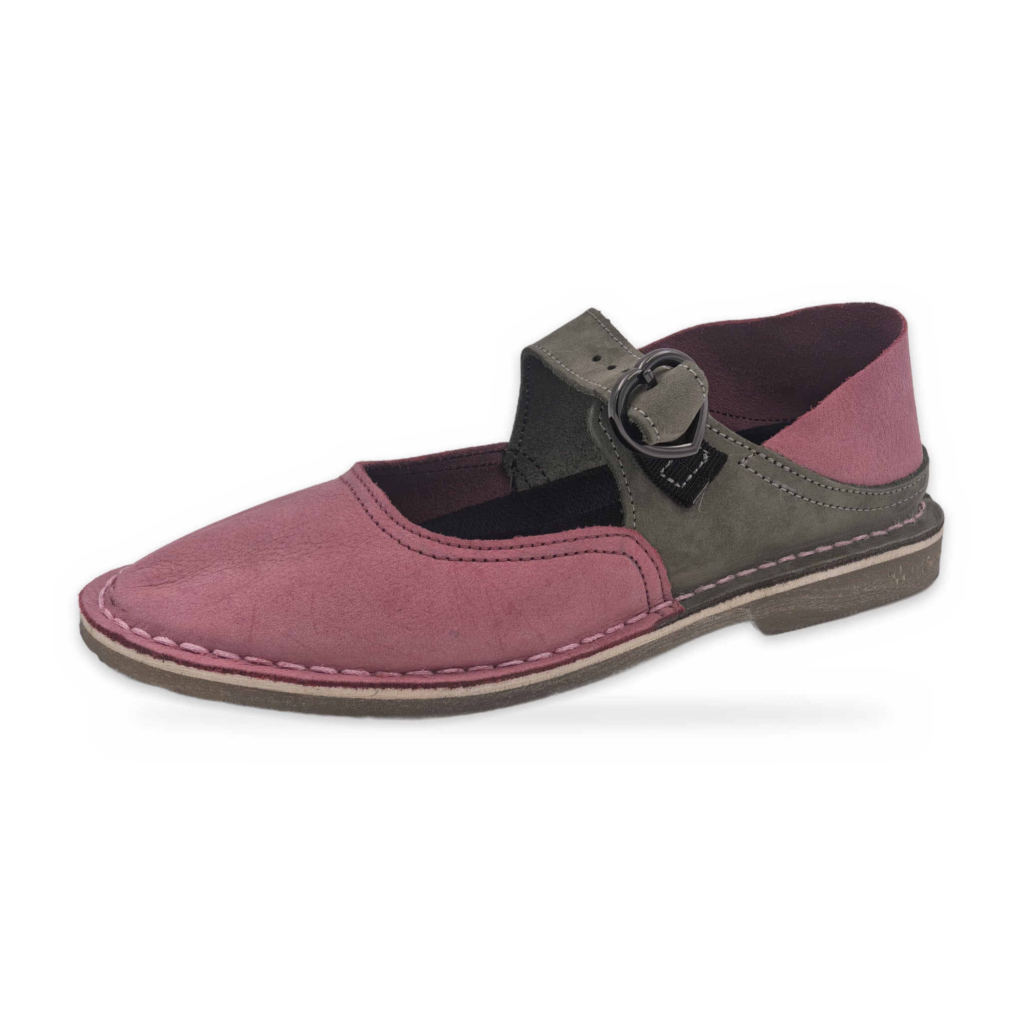 Convertible cross-strap Genuine Leather Pump Sandals – Pink & Olive