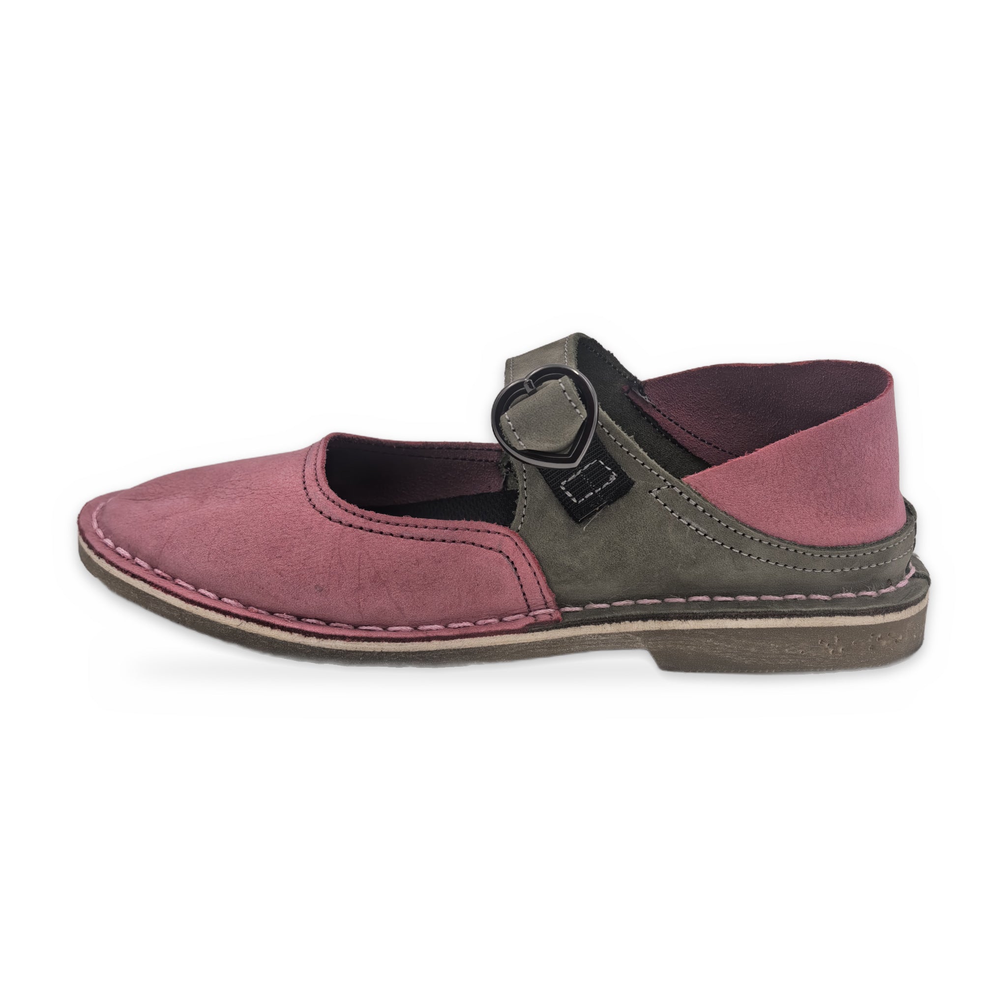 Convertible cross-strap Genuine Leather Pump Sandals – Pink & Olive