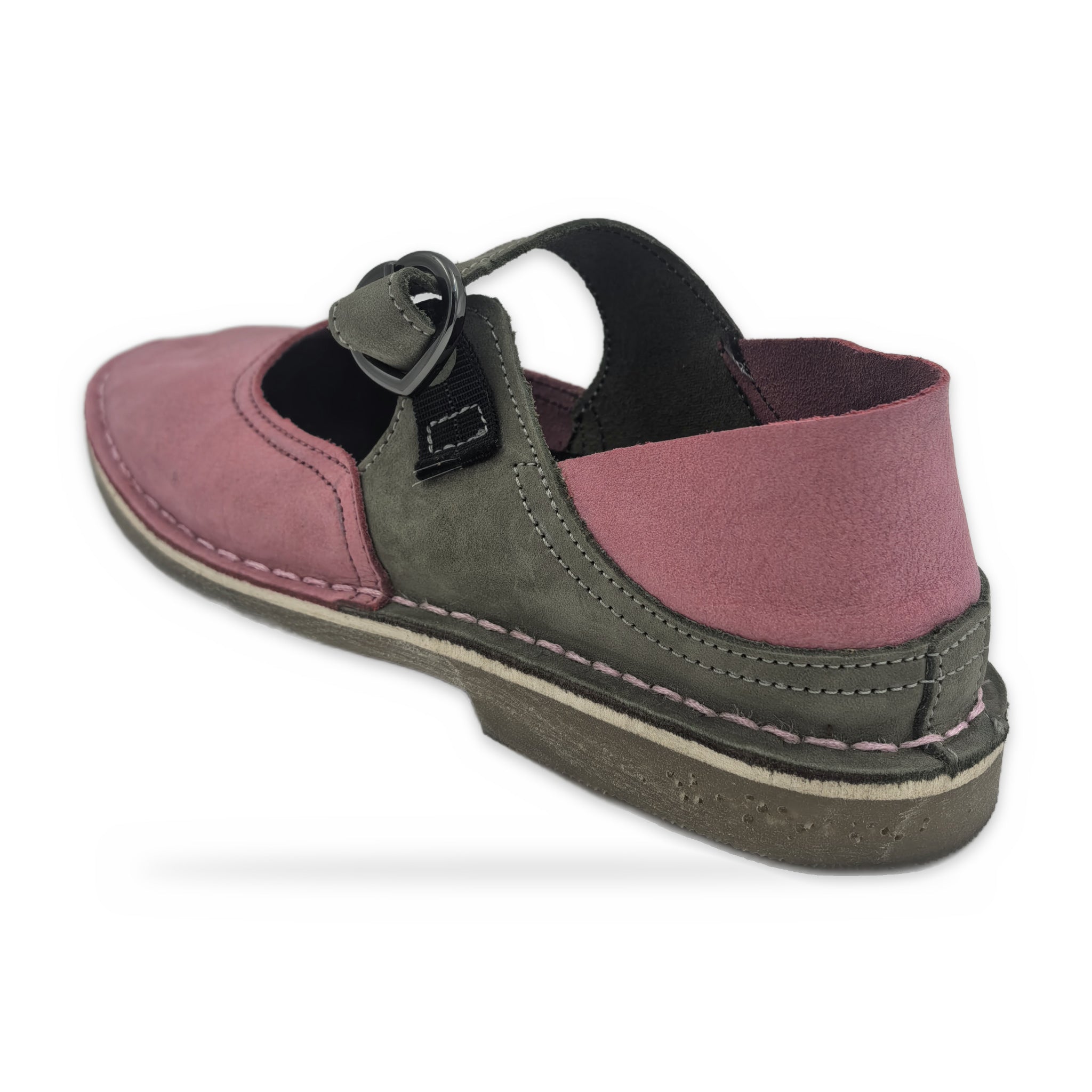 Convertible cross-strap Genuine Leather Pump Sandals – Pink & Olive
