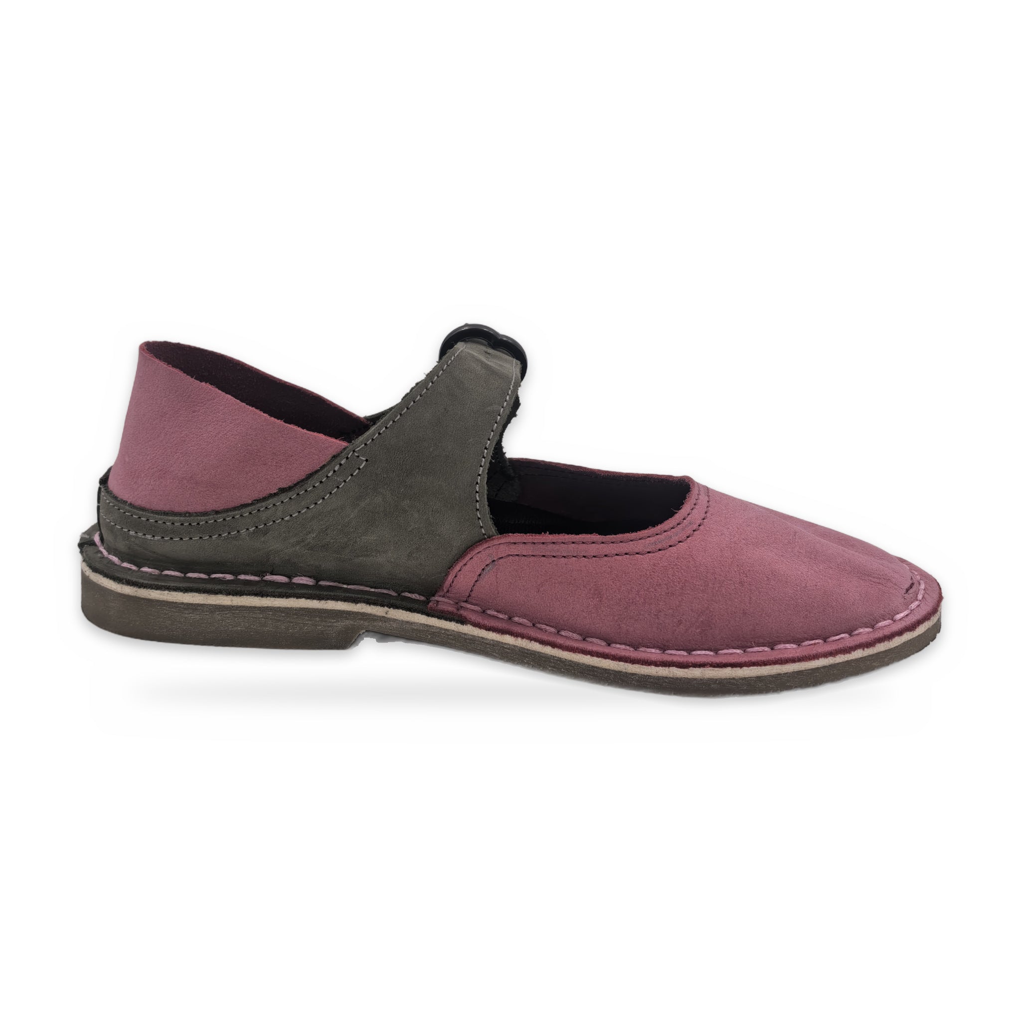 Convertible cross-strap Genuine Leather Pump Sandals – Pink & Olive