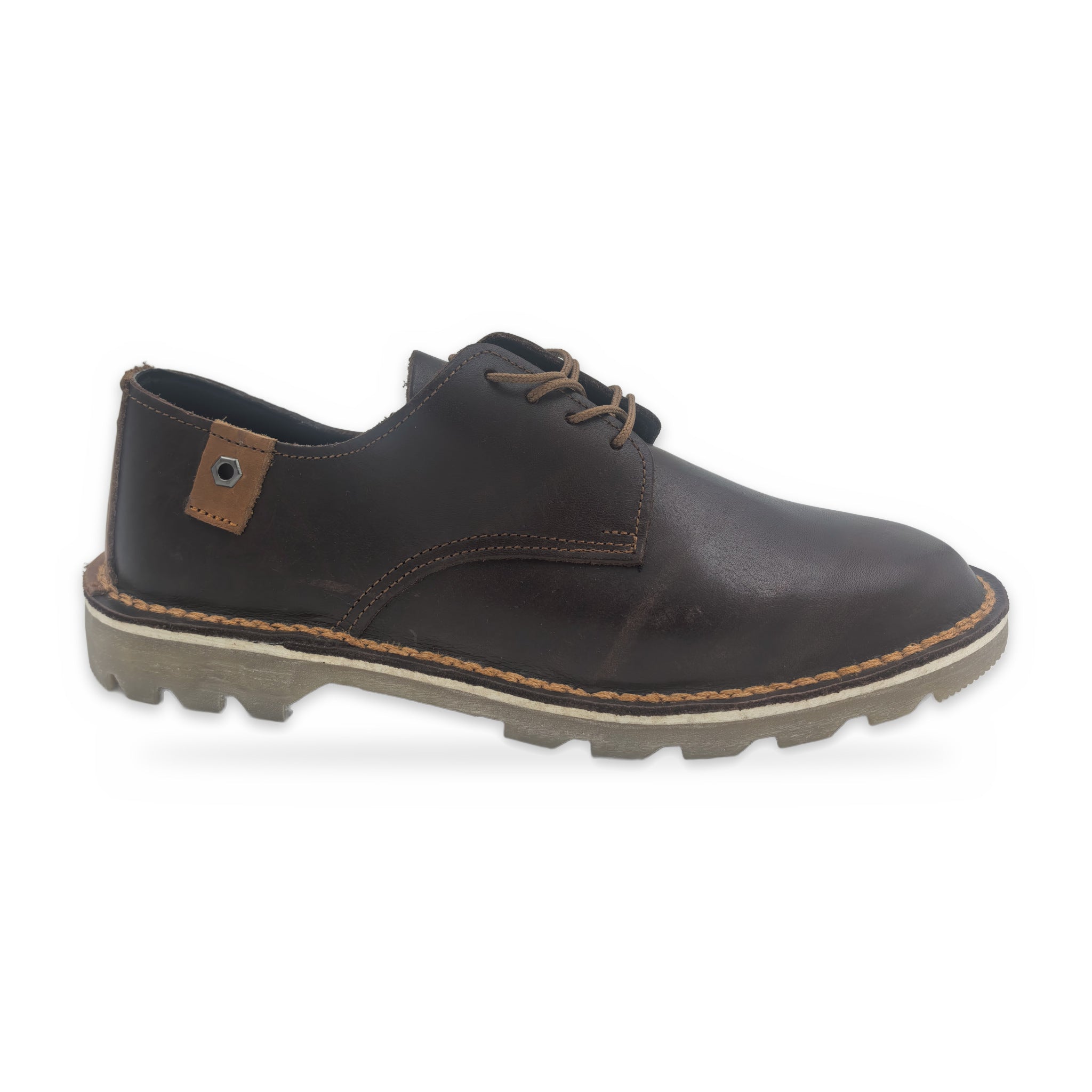 Button Tab Derby Vellies – Dark Brown